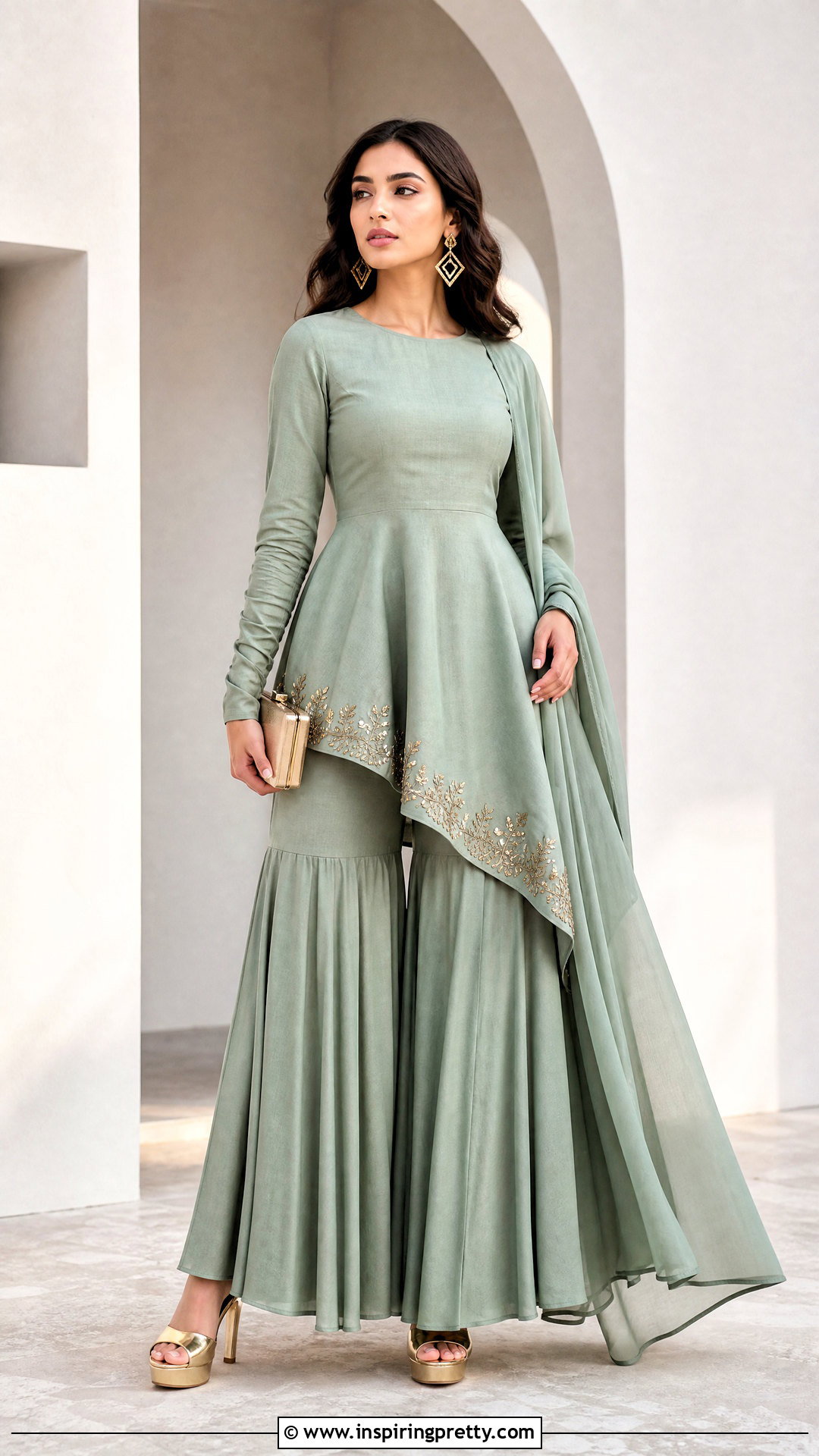 Asymmetrical Peplum Top With Sharara - 50 peplum top with sharara outfit ideas