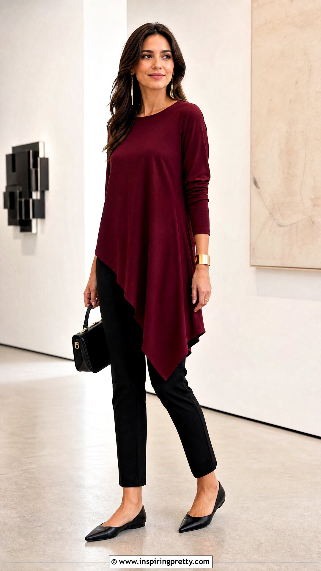 Asymmetrical SHEIN Tunic Top With Slim Pants - 20 Shein Tunic Tops outfit ideas