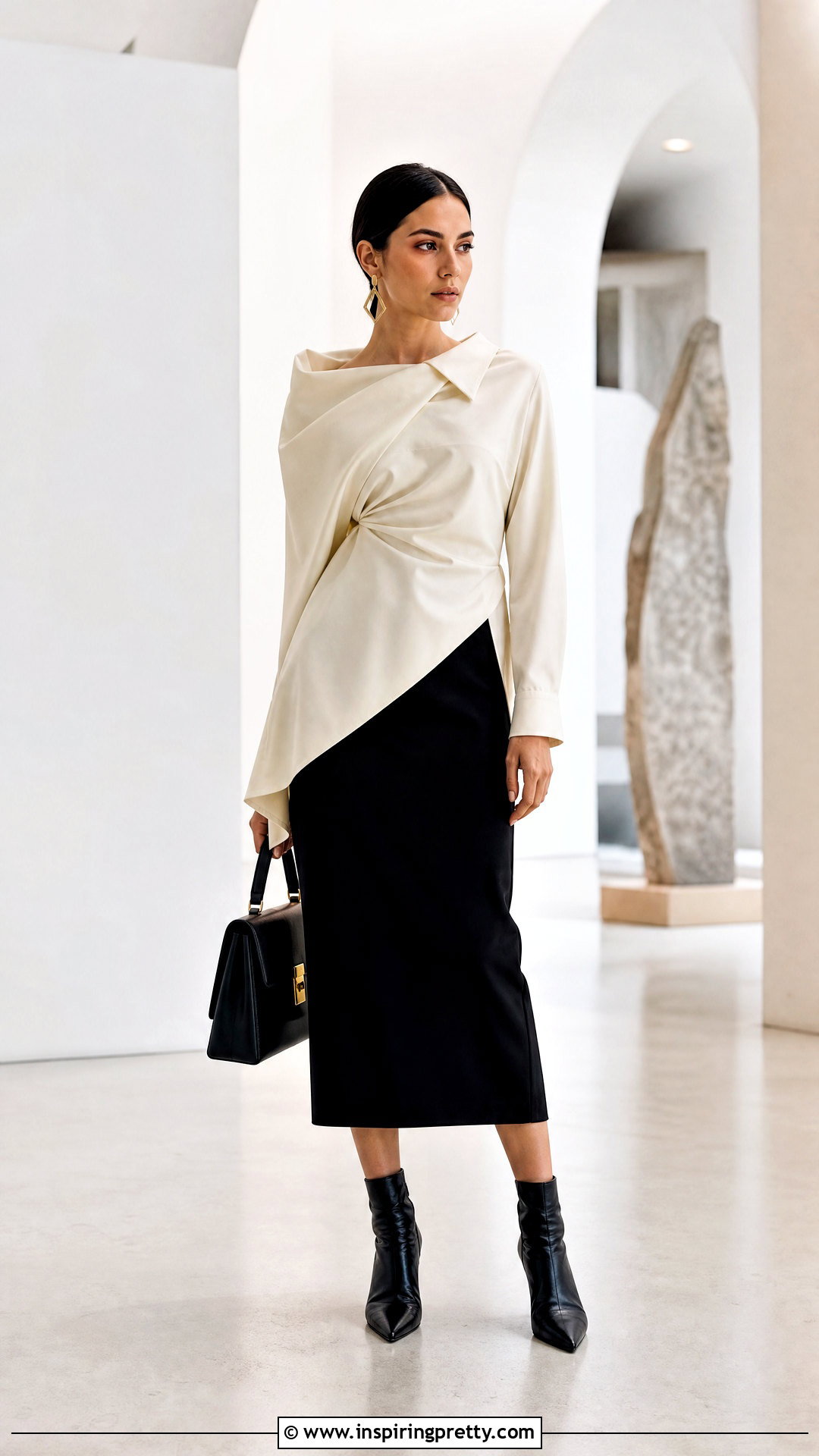 Asymmetrical Shirt With Midi Skirt - 50 shirt tops for women