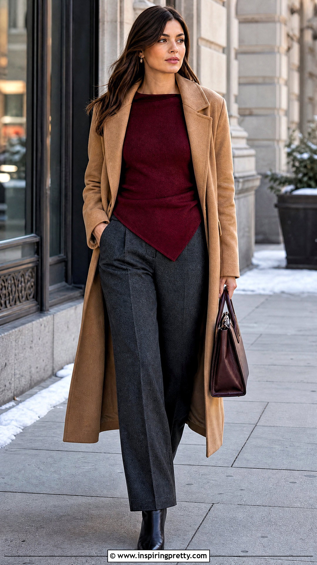 Asymmetrical Sweater With Wool Trousers And Coat - 50 asymmetrical top outfit ideas
