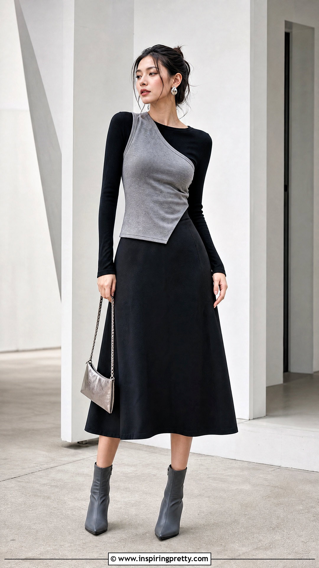 Asymmetrical Tank Top Over Long Sleeve Shirt Outfit - 50 tank top over shirt outfit ideas