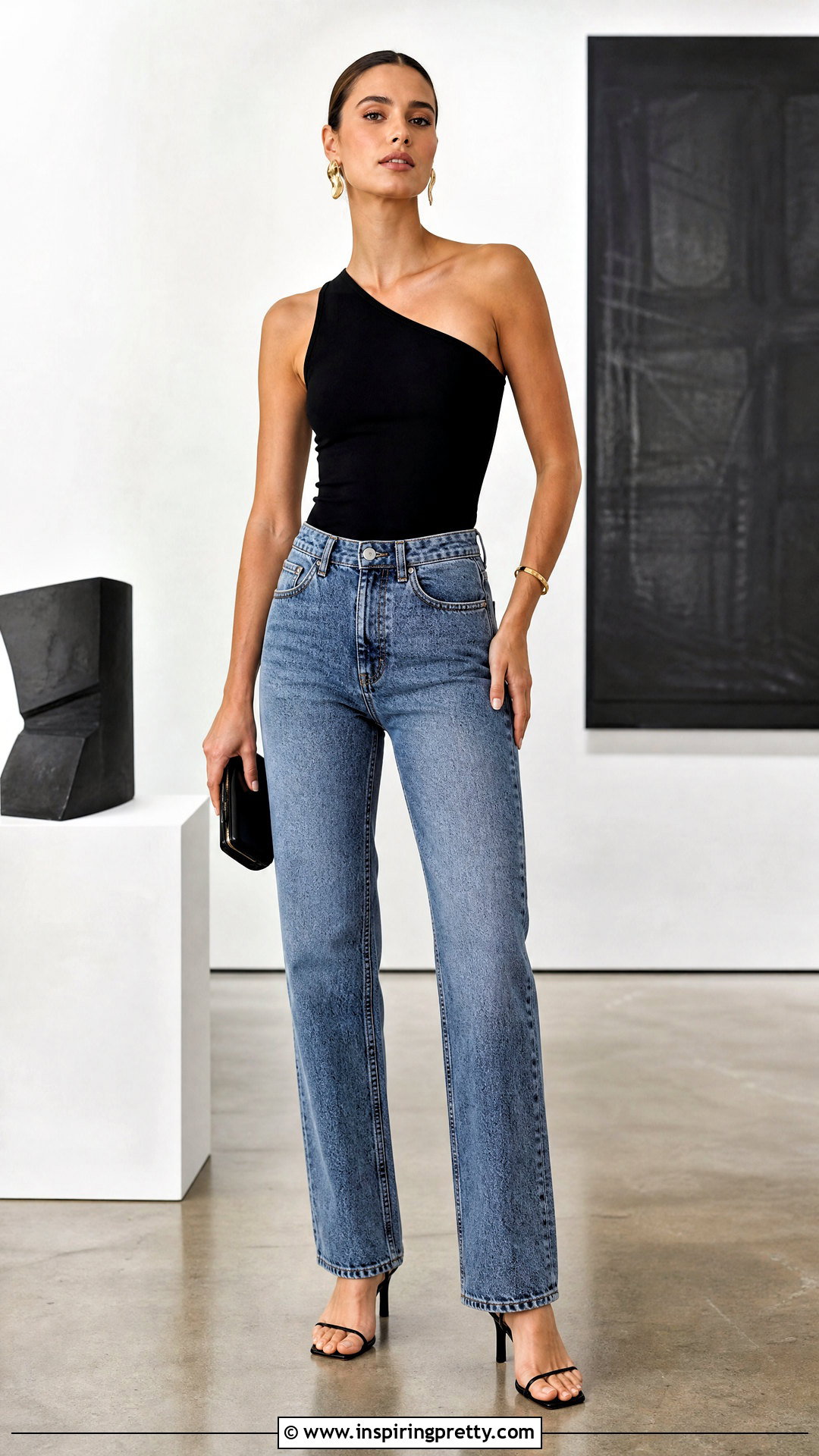 Asymmetrical Tank Top With Straight Jeans - 50 tank top outfits with jeans