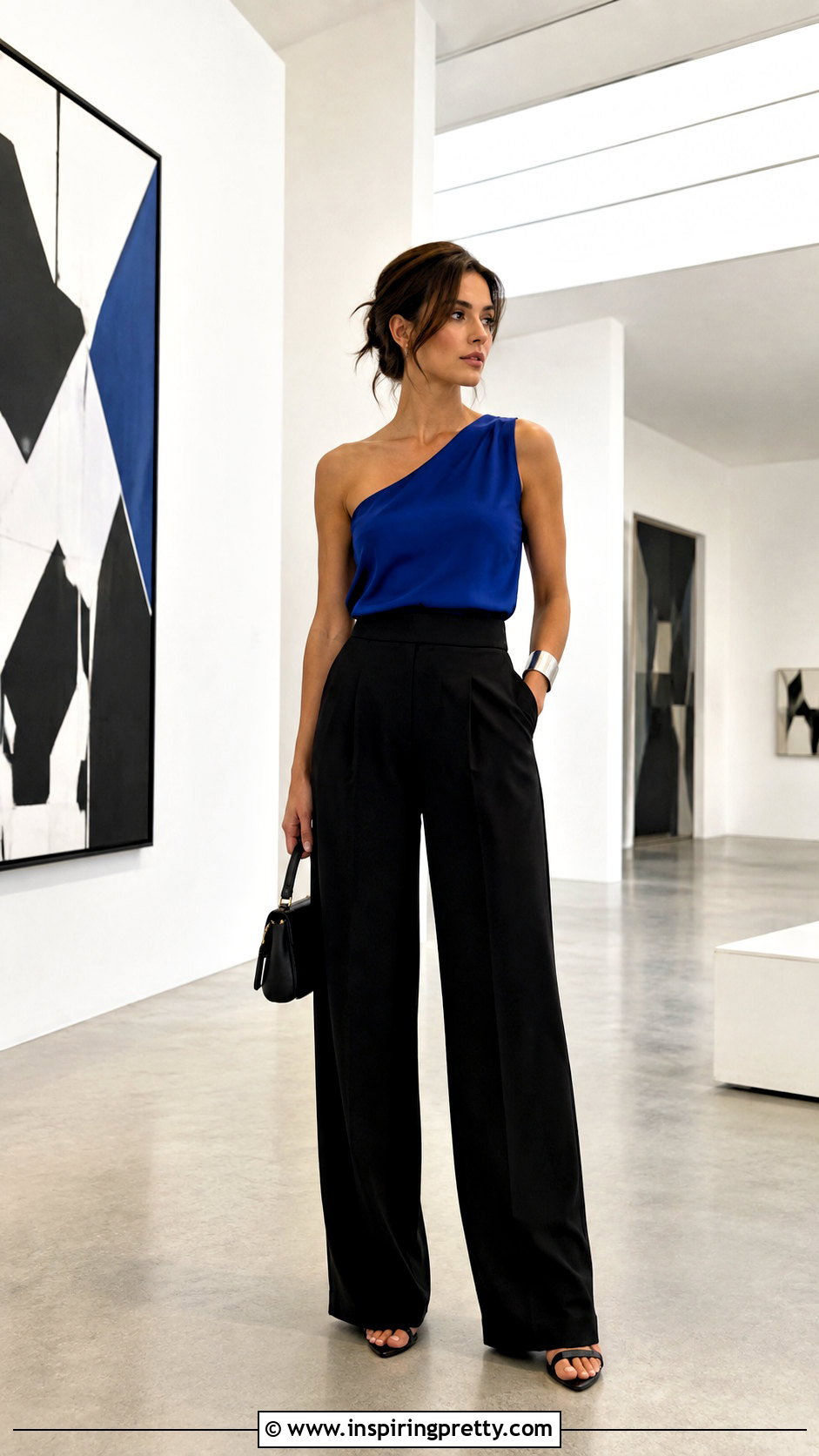 Asymmetrical Top And Black Trousers Outfit - 50 trendy top outfit ideas