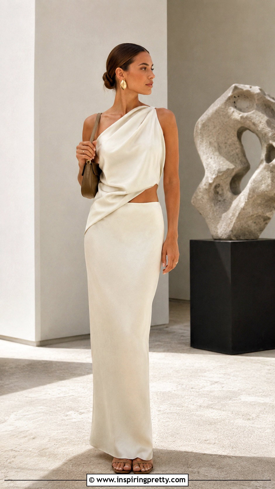 Asymmetrical Top And Column Skirt Outfit - 50 trendy summer tops outfit ideas