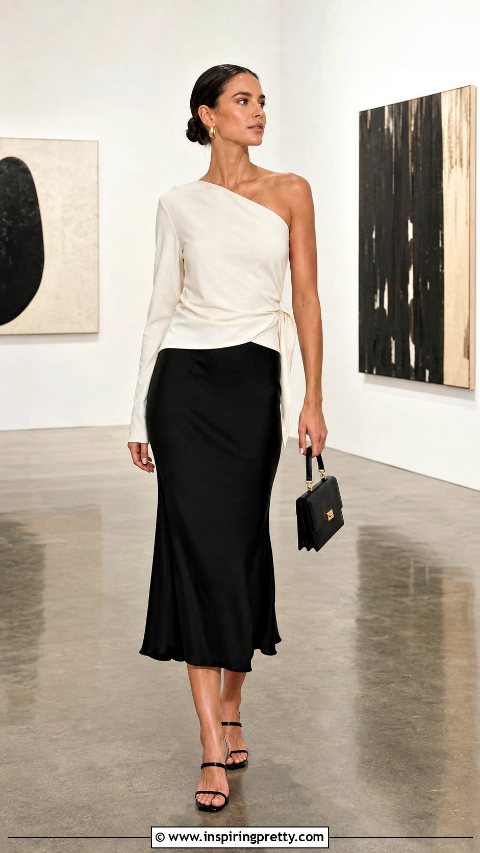 Asymmetrical Top And Midi Skirt Outfit - 50 pretty top outfit ideas