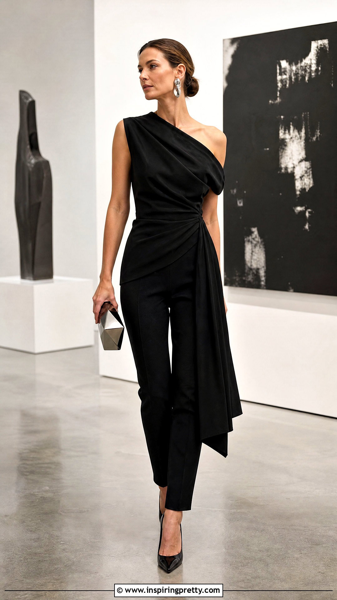 Asymmetrical Top And Slim Trouser Set - 50 two pics trouser and tops