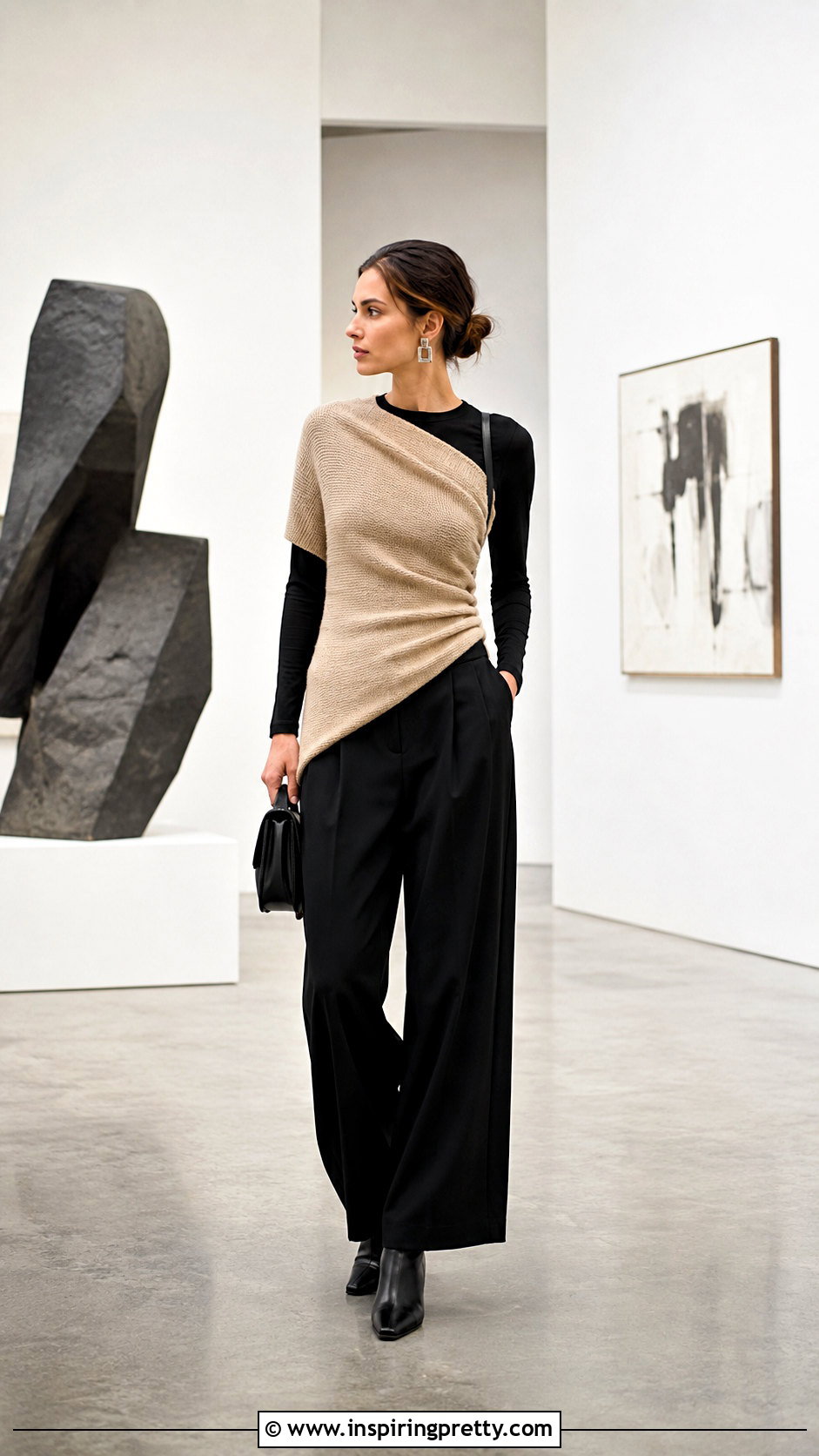 Asymmetrical Top Over Long Sleeve Shirt Outfit - 20 layered look tops outfit ideas