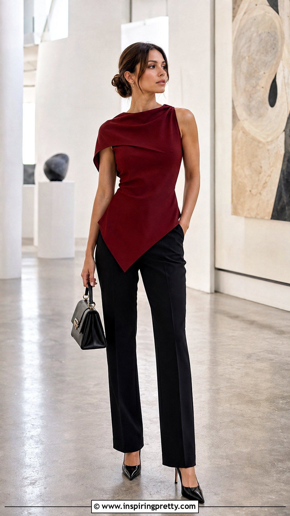 Asymmetrical Top With Black Trousers - 50 different tops style names