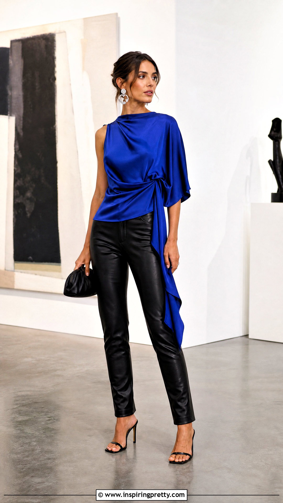 Asymmetrical Top With Leather Pants - 50 Beautiful Tops For Women