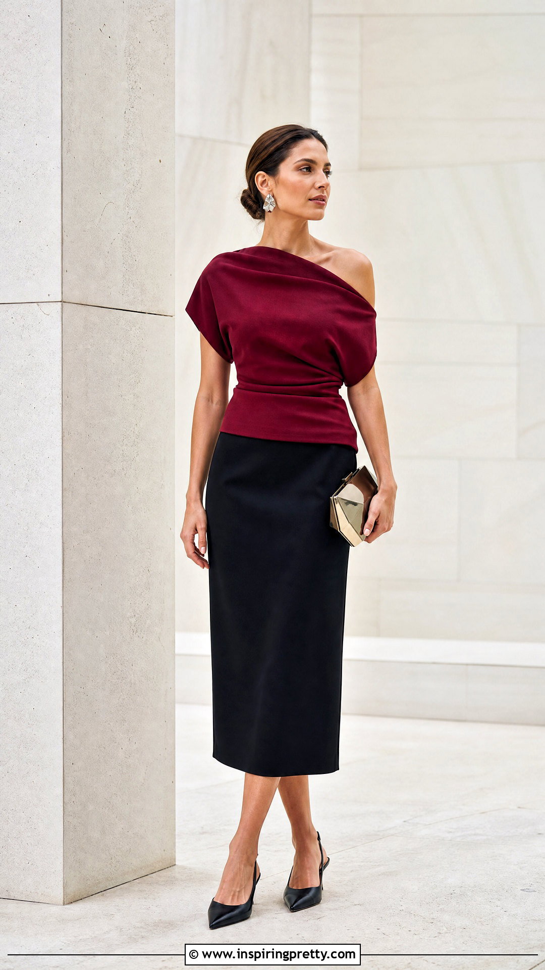 Asymmetrical Top With Straight Midi Skirt - 50 elegant tops and blouses