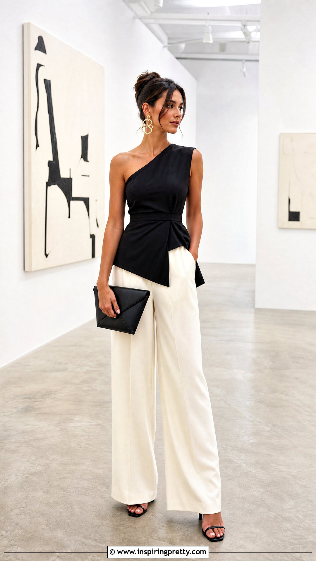 Asymmetrical Top With Wide Leg Pants - 50 tops to wear with wide leg pants