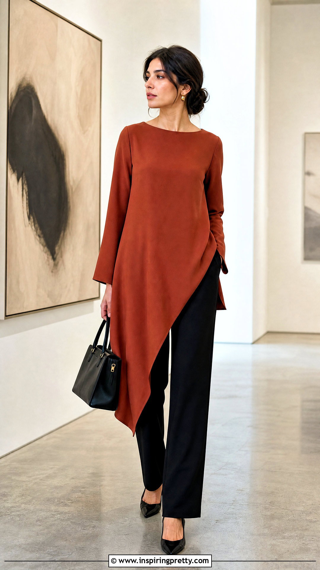 Asymmetrical Tunic Top With Black Pants - what is a tunic top (20 ways)