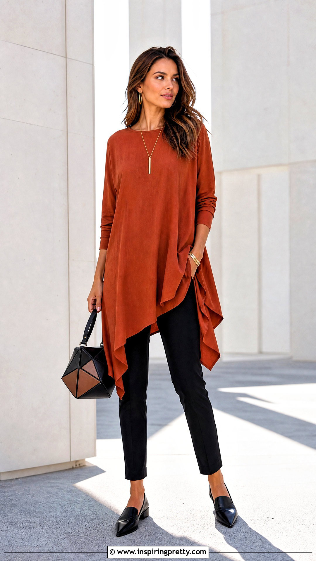 Asymmetrical Tunic Top With Pockets And Slim Pants - 20 tunic tops with pockets