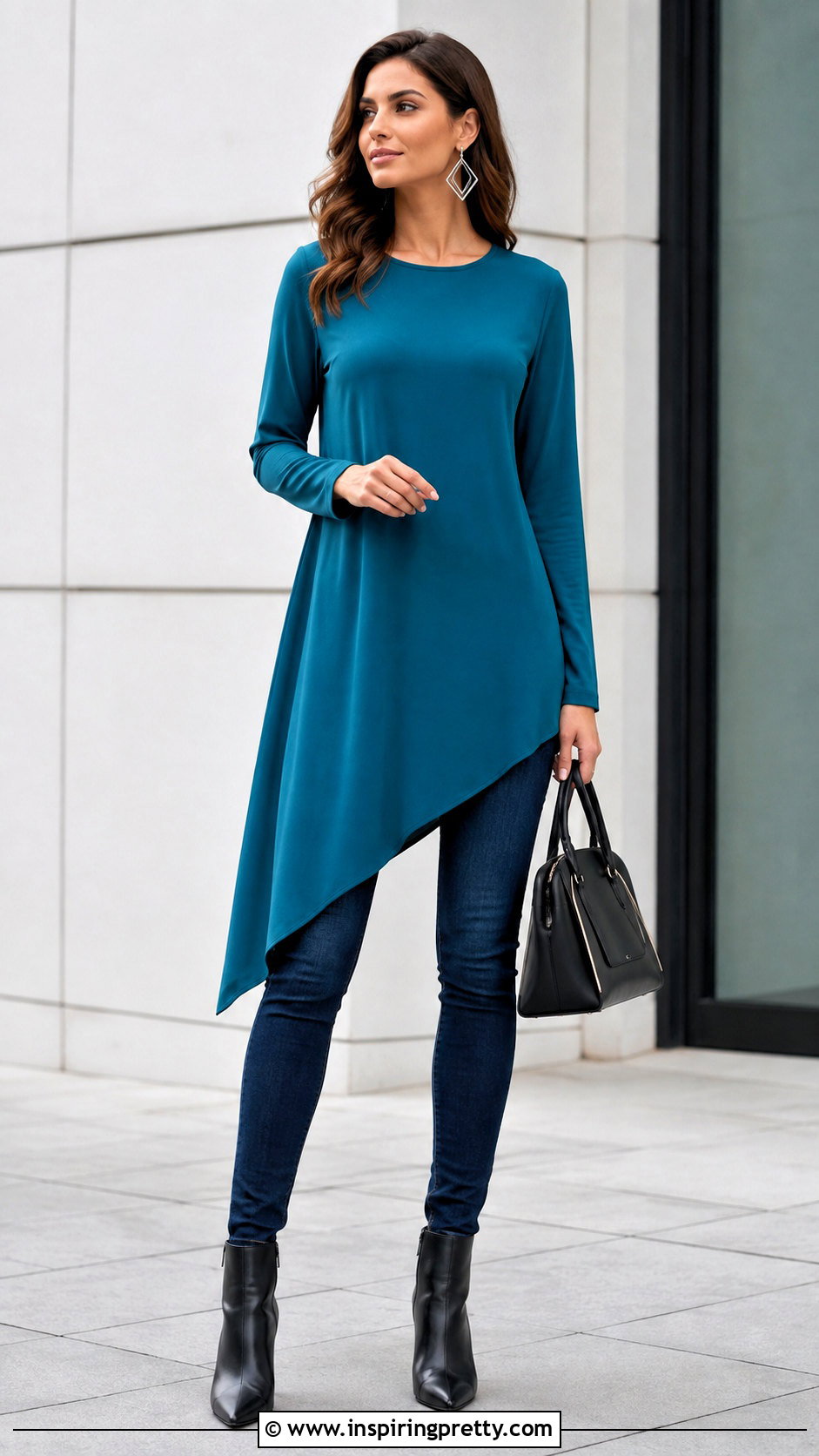 Asymmetrical Tunic Top With Skinny Jeans - 50 tunic tops with jeans