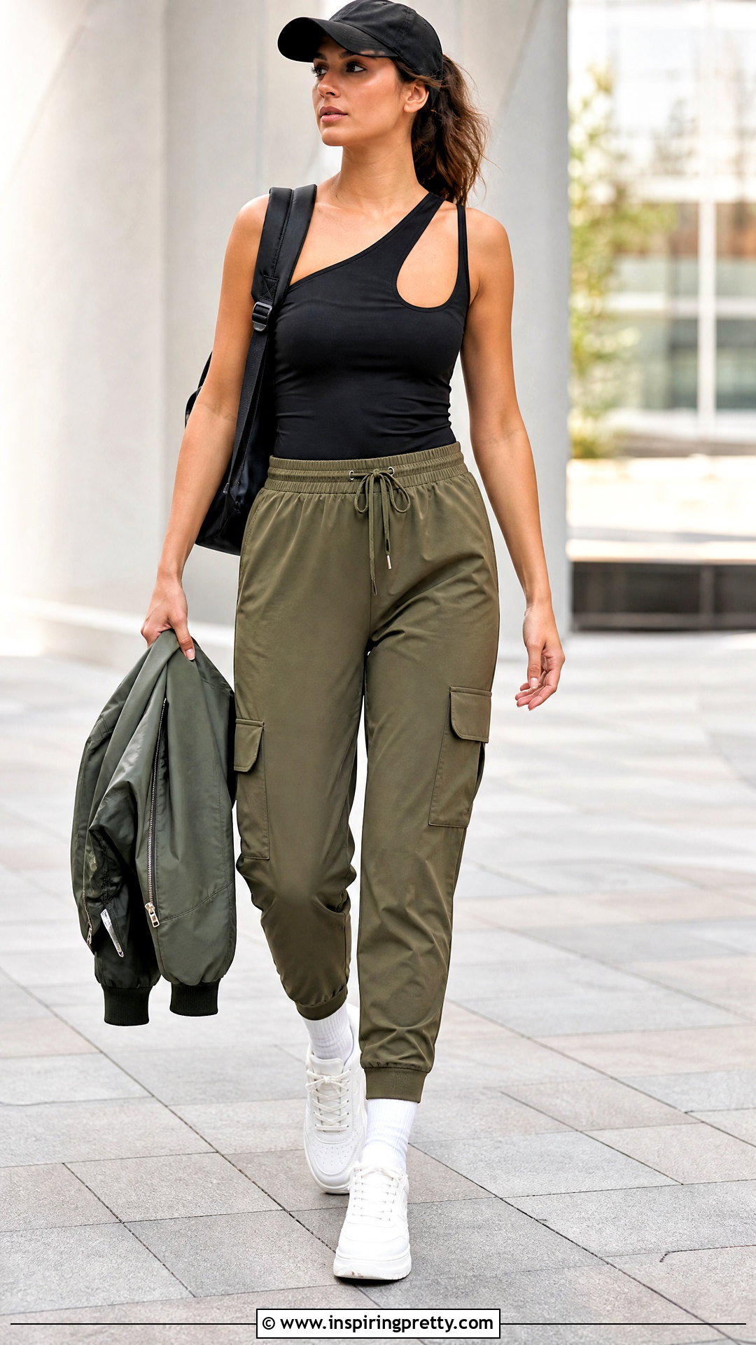 Asymmetrical Workout Top With Cargo Joggers - 25 Asymmetrical Workout Top outfit ideas