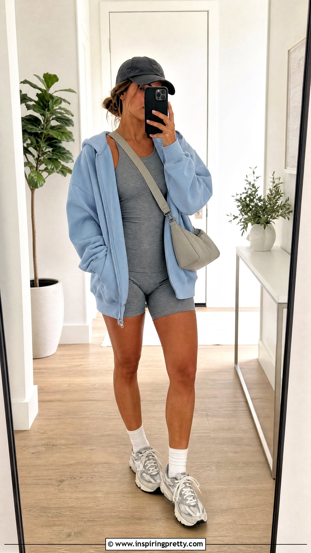 Athleisure Tank Top With Bike Shorts And Hoodie - 25 athleisure tank tops outfit ideas