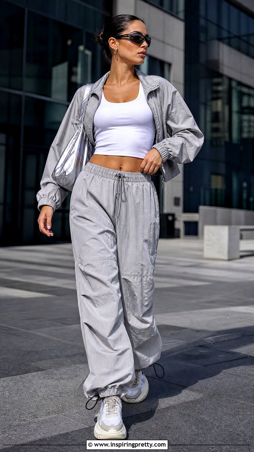 Athleisure Tank Top With Parachute Pants - 25 athleisure tank tops outfit ideas
