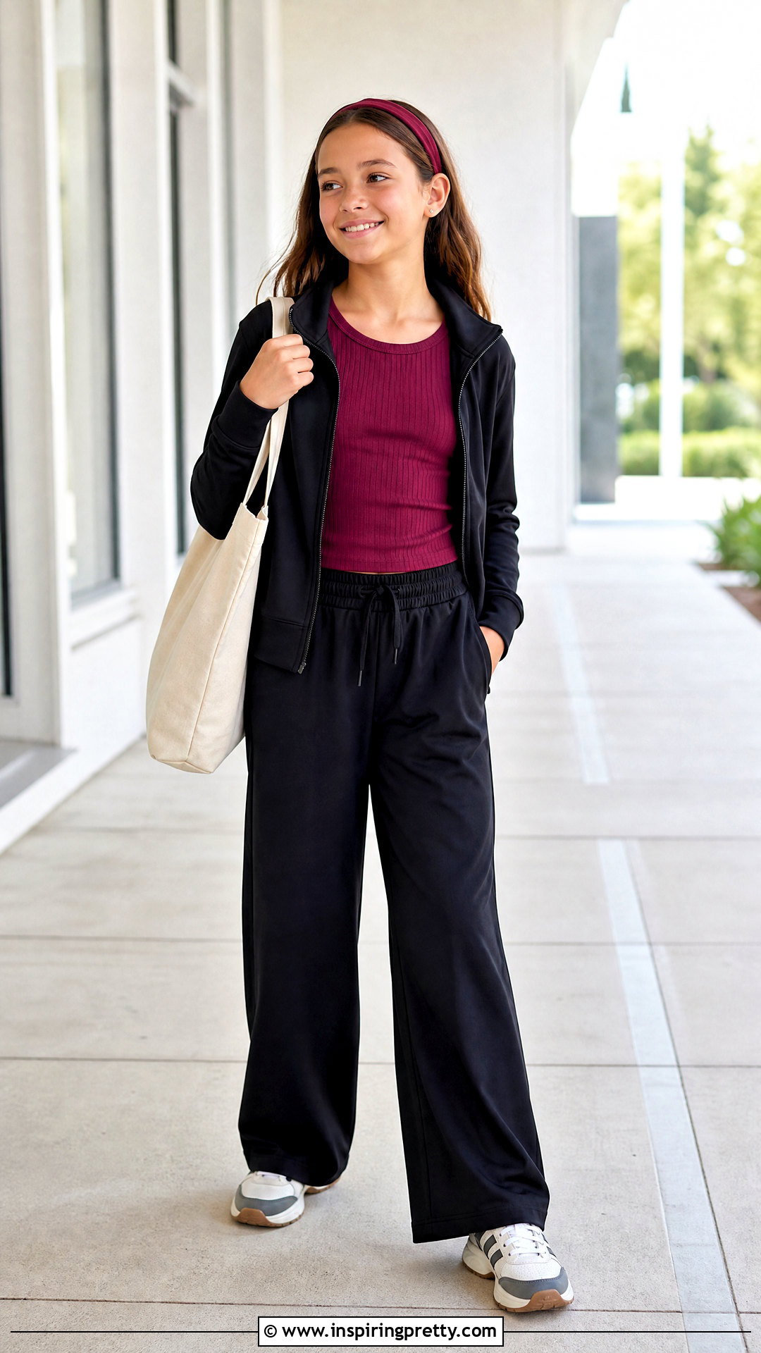 Athleta Girl Rib Scoop Tee With Wide Leg Pants - 20 athleta girl tops outfit ideas