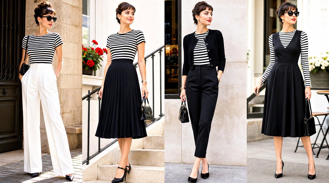 20 Audrey Hepburn Striped Top Outfit Ideas for Timeless Style