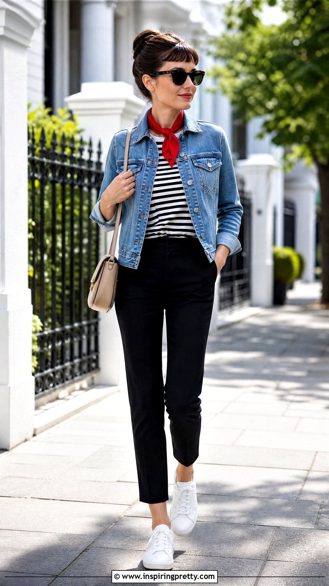 Audrey Hepburn Striped Top With Denim Jacket - 20 Audrey Hepburn Striped Top outfit ideas