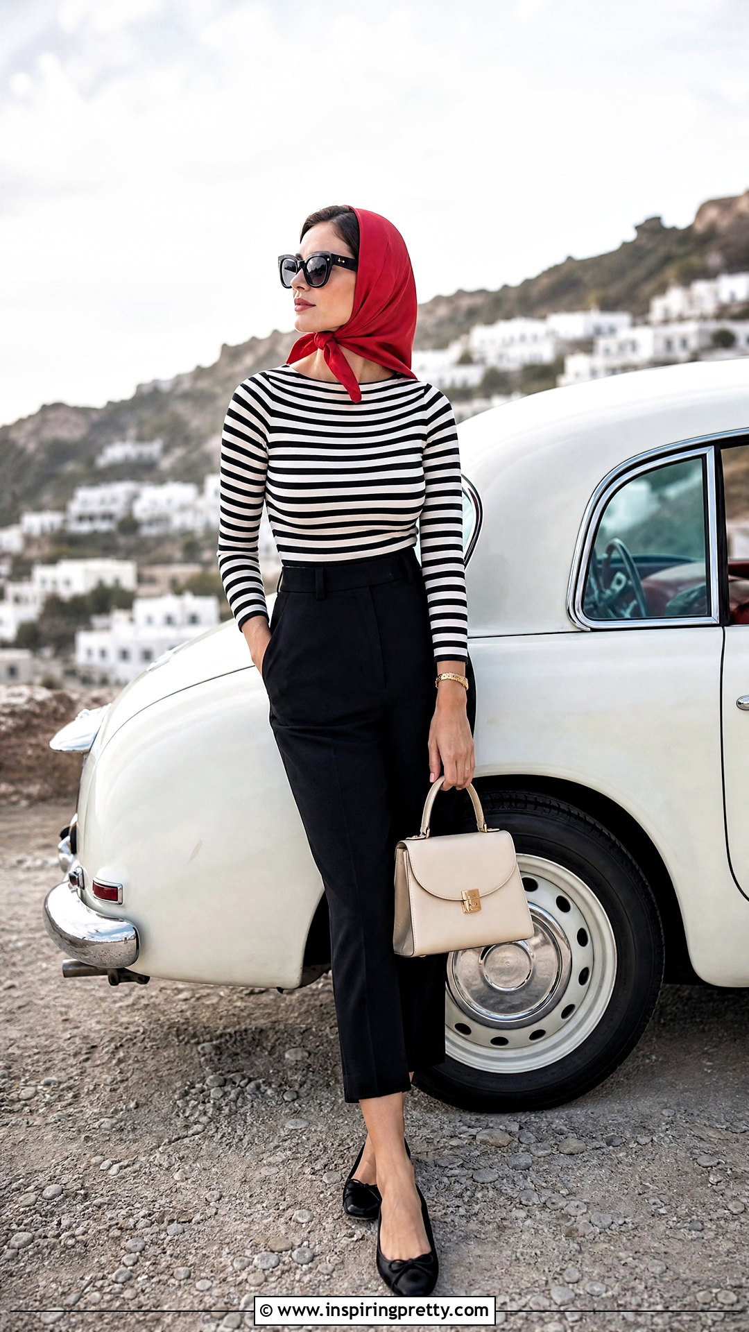 Audrey Hepburn Striped Top With Headscarf - 20 Audrey Hepburn Striped Top outfit ideas