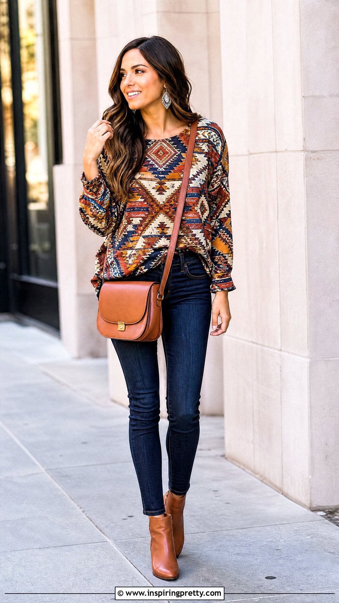 Aztec Top With Skinny Jeans And Ankle Boots - 25 Aztec Top Outfit ideas