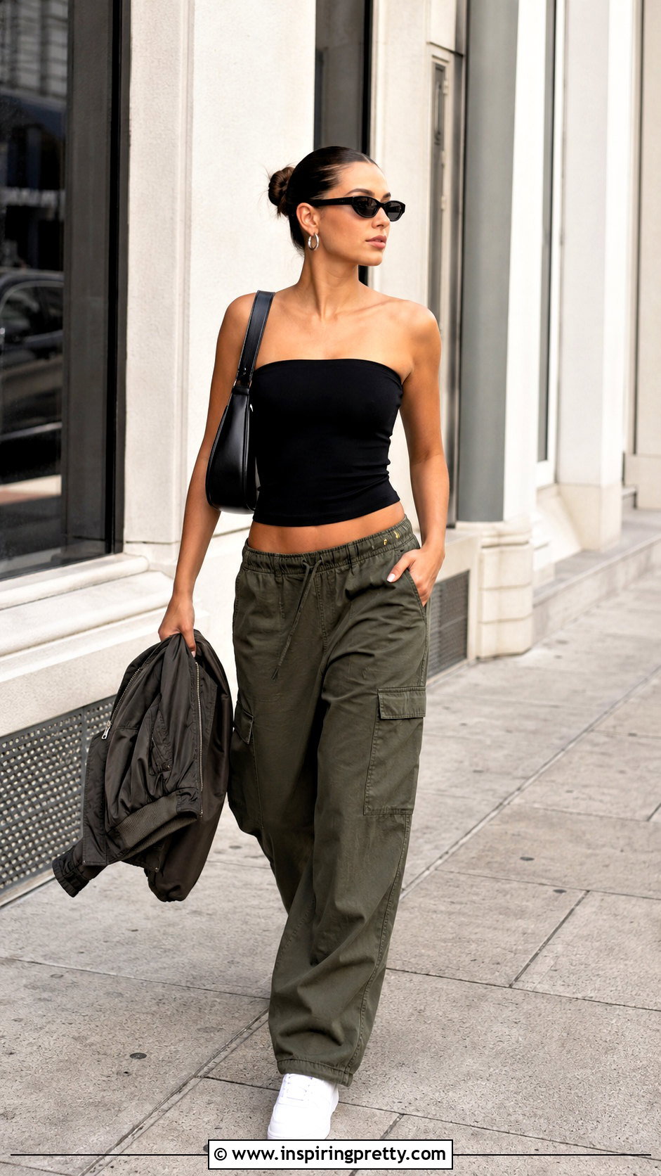 Babaton Eyecatcher Tube Top With Cargo Pants - 20 babaton eyecatcher tube top outfit ideas