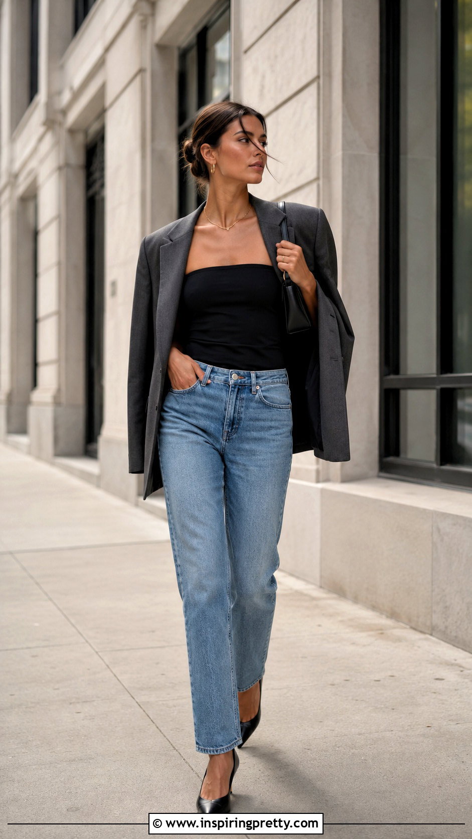Babaton Eyecatcher Tube Top With Straight Leg Jeans - 20 babaton eyecatcher tube top outfit ideas