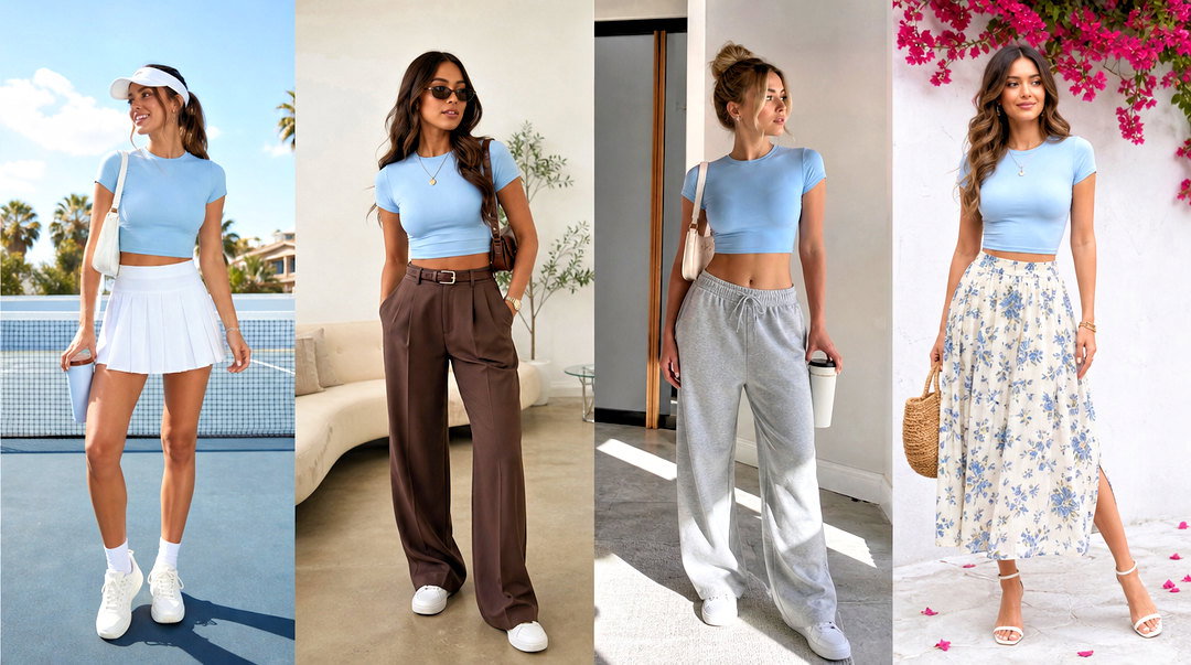 20 Baby Blue Crop Top Aesthetic Ideas for Dreamy Y2K Style