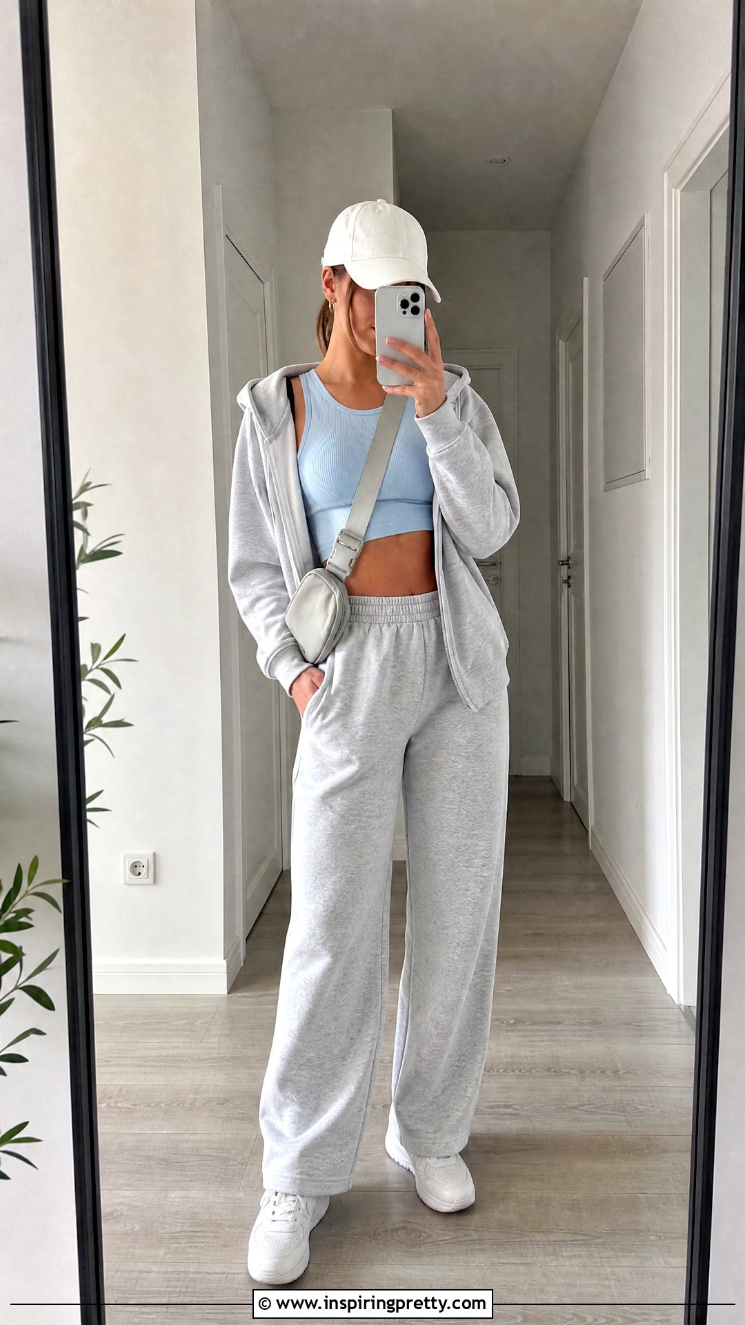 Baby Blue Crop Top With Gray Sweatpants - 20 baby blue crop top aesthetic ideas