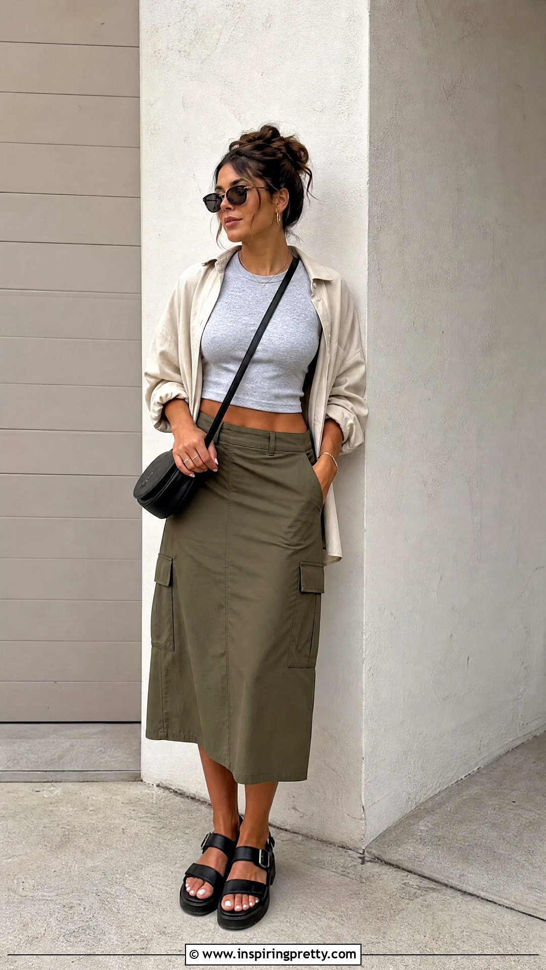 Baby Tee With Cargo Skirt - 50 baby top outfit ideas