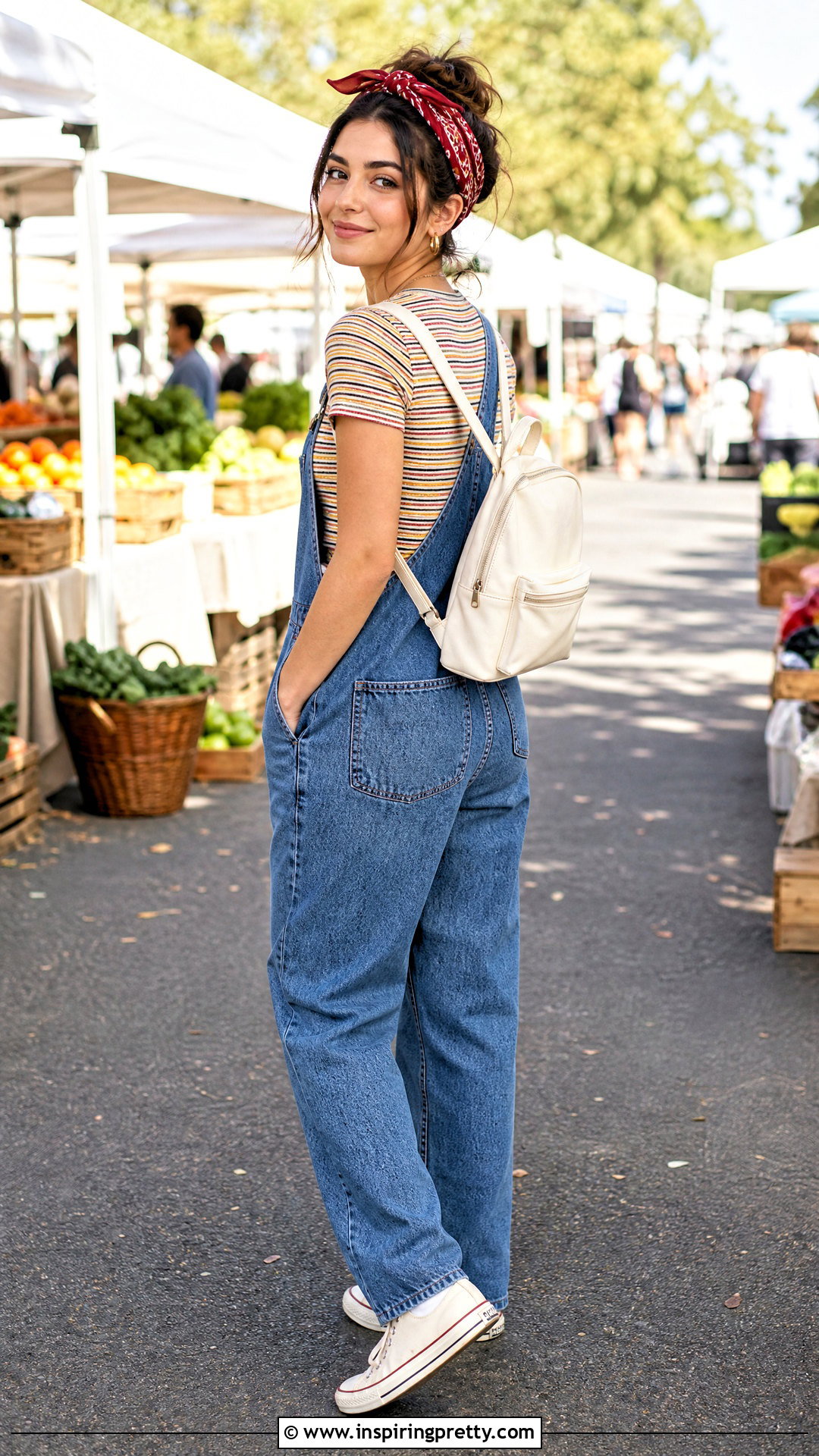 Baby Tee With Denim Overalls - 50 baby top outfit ideas