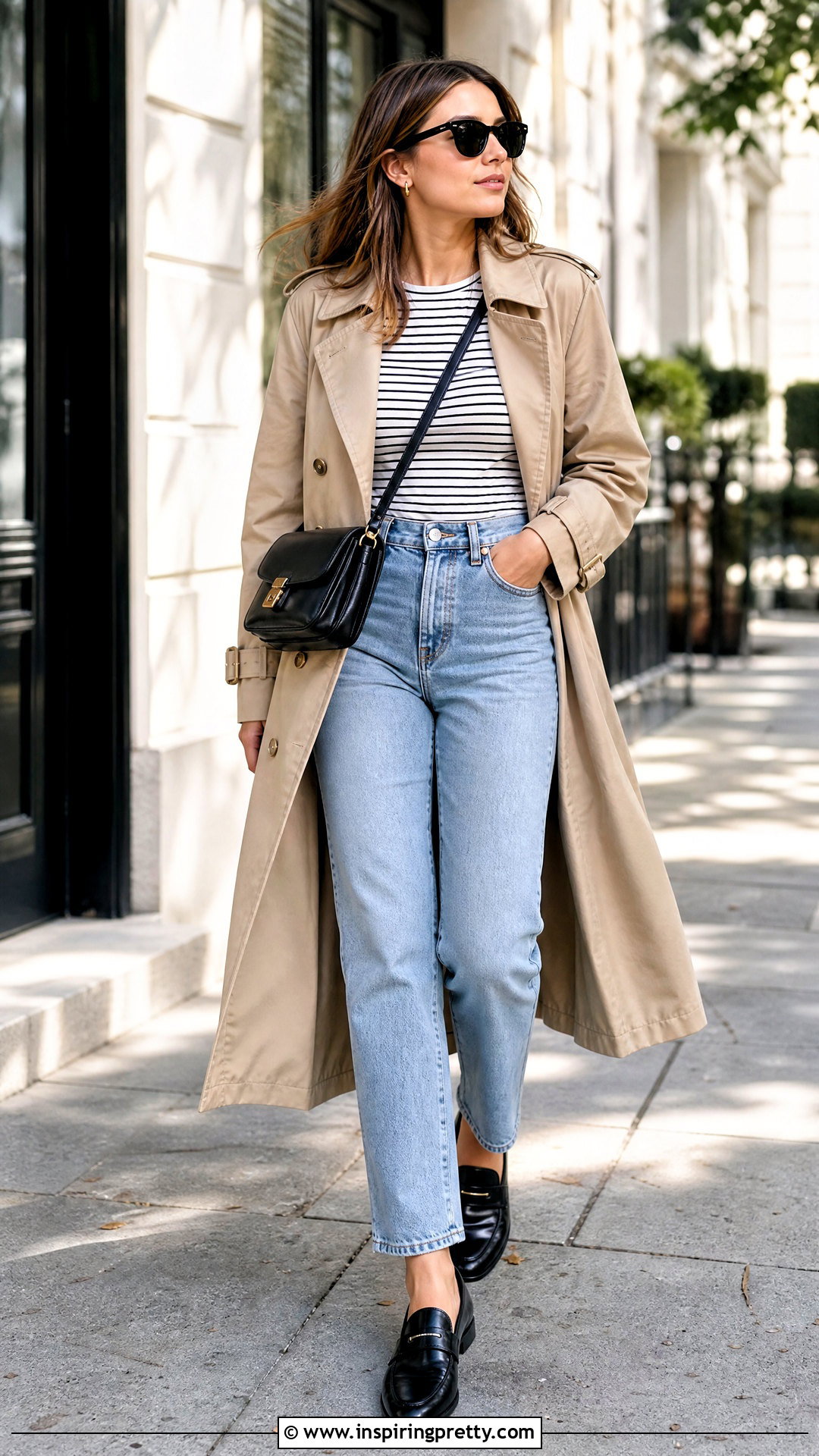 Baby Tee With Trench Coat - 50 baby top outfit ideas