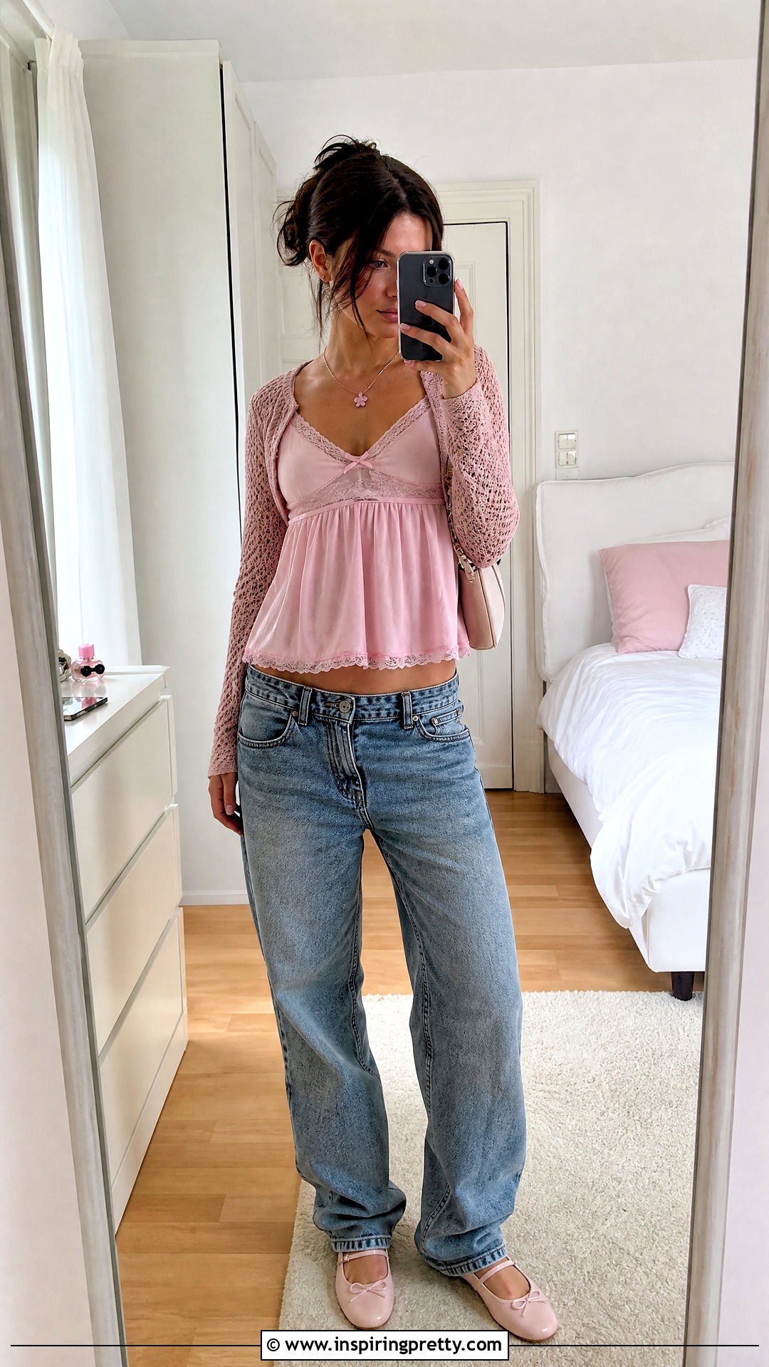Babydoll Tank Top With Knit Bolero And Jeans - 50 Babydoll Tank Top outfit ideas