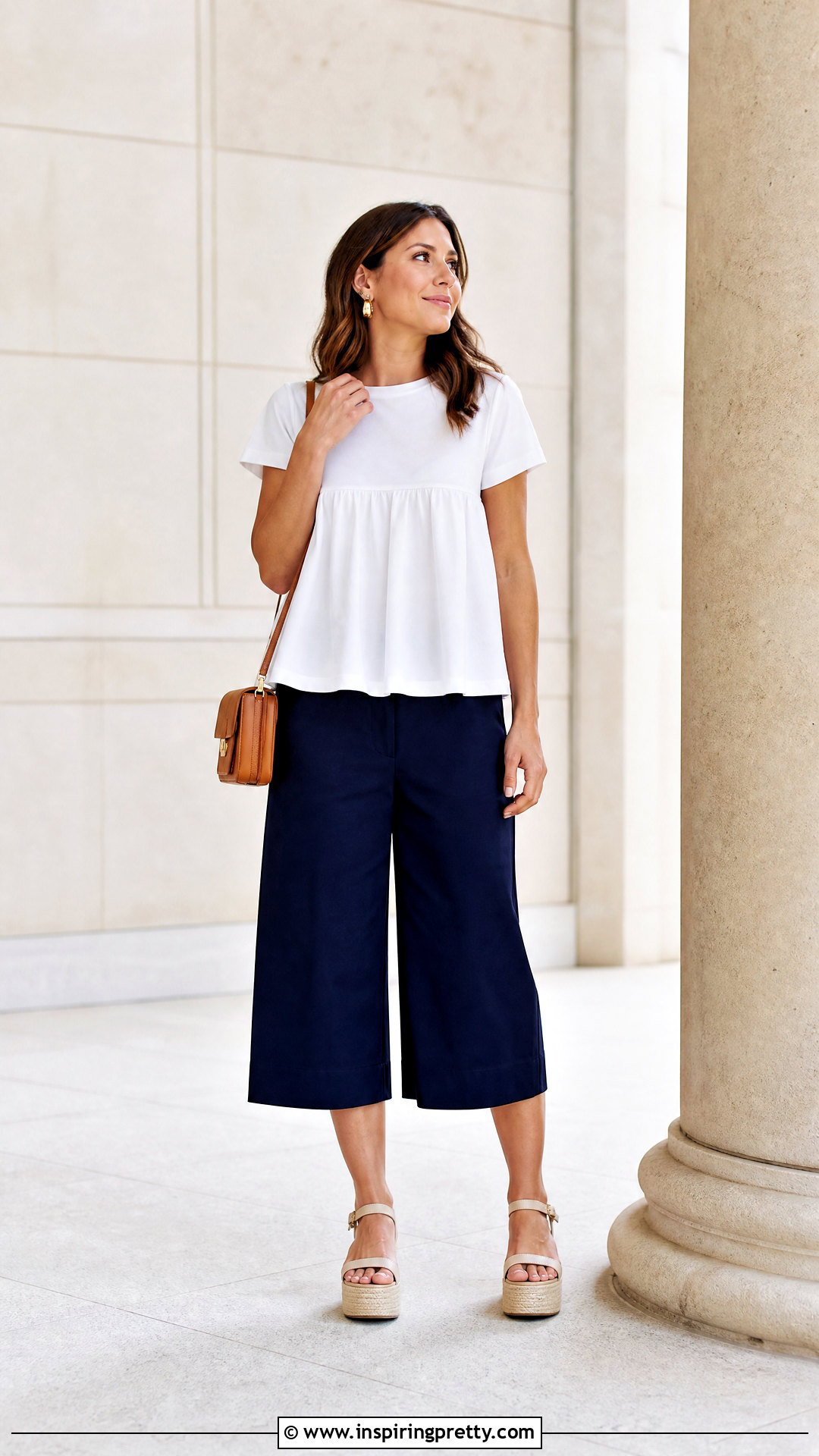 Babydoll Top With Culottes - 50 babydoll top outfit summer ideas