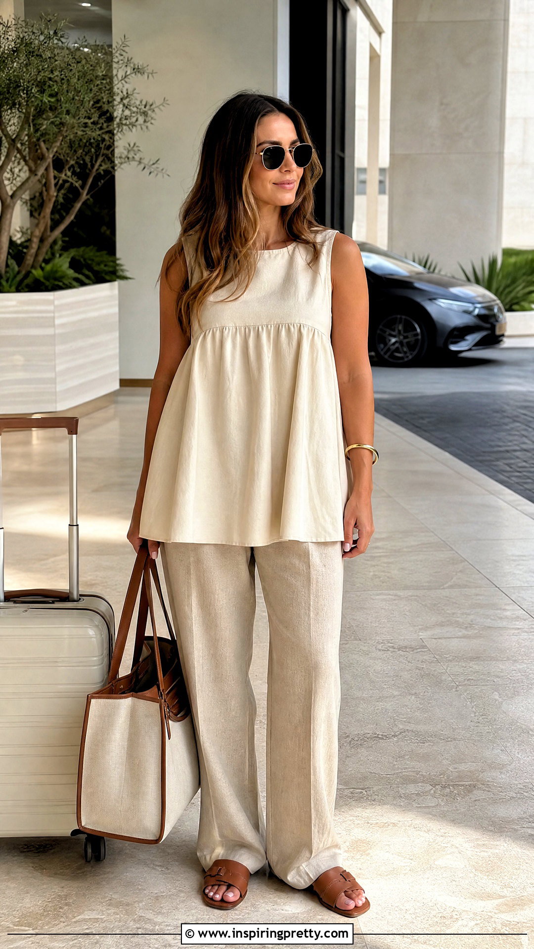 Babydoll Top With Relaxed Trousers - 50 babydoll top outfit summer ideas