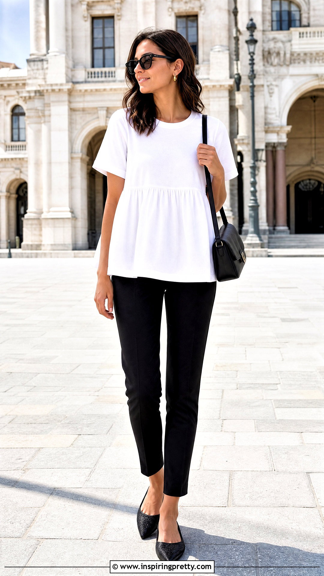 Babydoll Top With Slim Pants - 50 summer top outfit ideas
