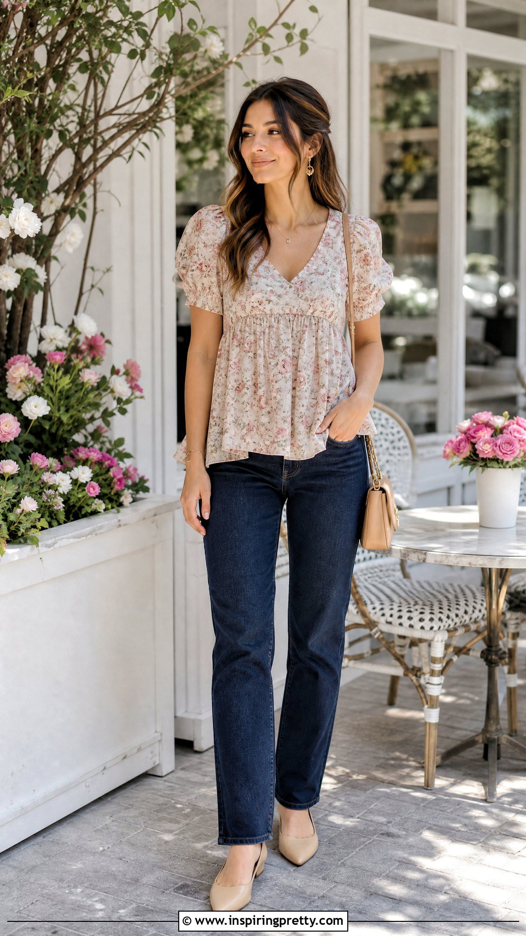 Babydoll Top With Slim Straight Jeans - 50 beautiful tops with jeans