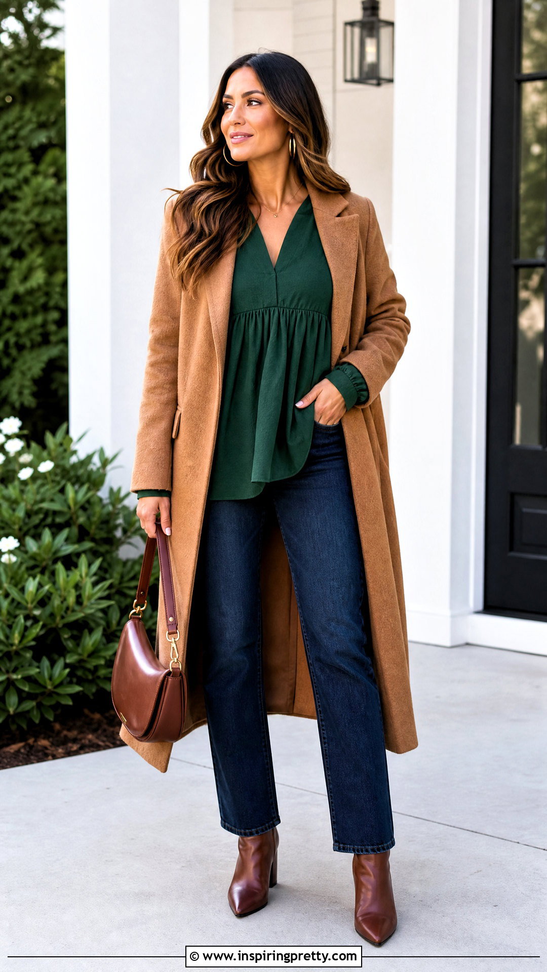 Babydoll Top With Straight Jeans - 50 fall tops outfit ideas