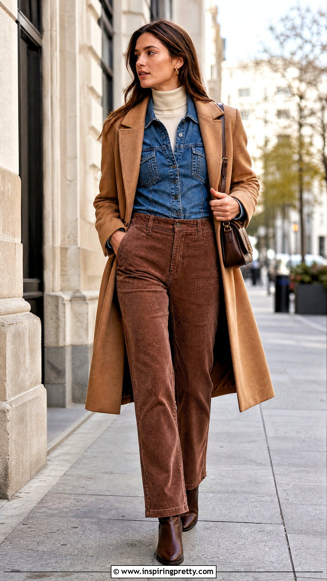 Baccini Denim Top With Turtleneck And Corduroy Pants - 25 Baccini Denim Top outfit ideas