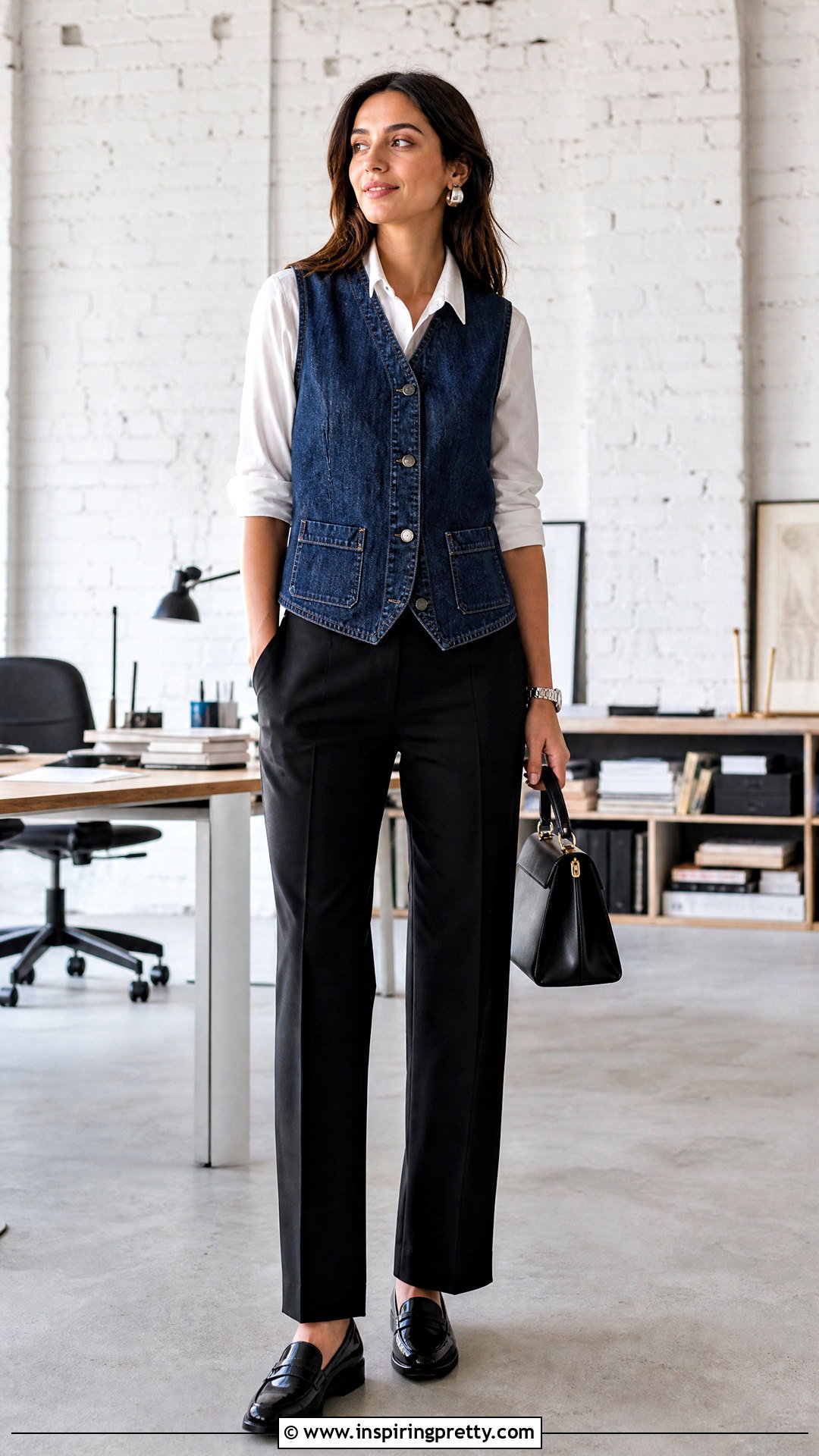 Baccini Denim Top With White Button Down Shirt - 25 Baccini Denim Top outfit ideas