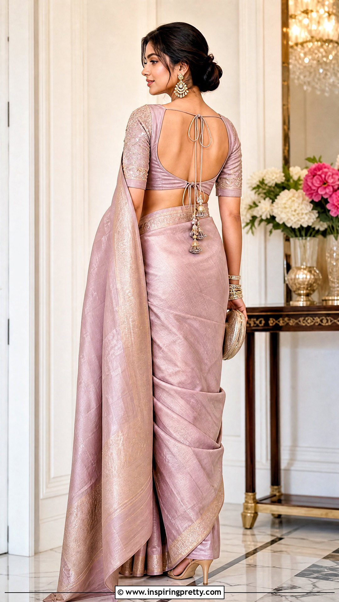 Back Tie Choli With Draped Saree - 50 traditional tops for women