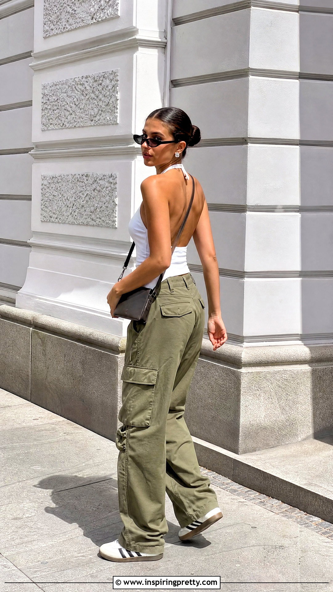 Backless Halter Top With Cargo Pants - 50 backless halter top outfit ideas