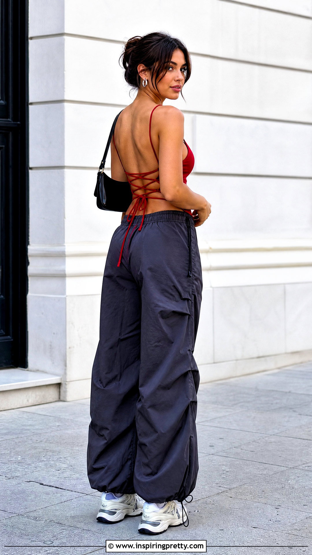 Backless Lace Up Cami With Parachute Pants - 20 women tank tops & camis at shein ideas