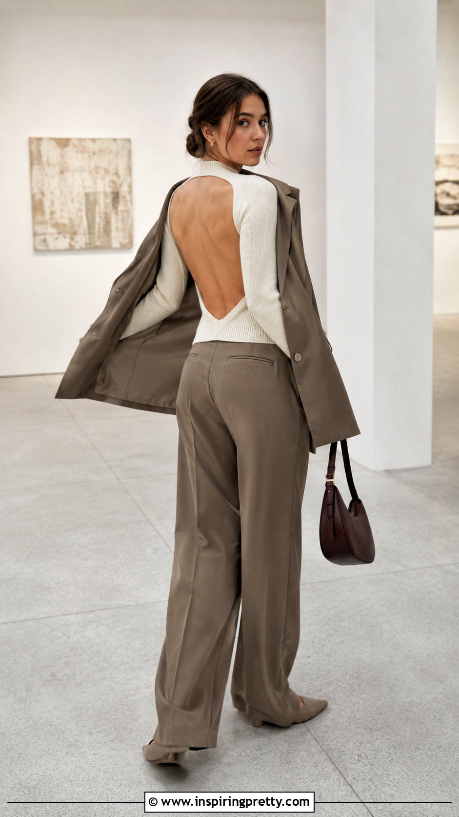 Backless Sweater Top With Relaxed Suit - 25 Backless Sweater Top outfit ideas