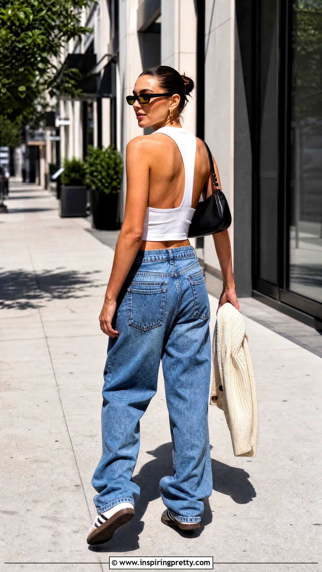 Backless Tank Top With Baggy Jeans - 50 backless tank top outfit ideas