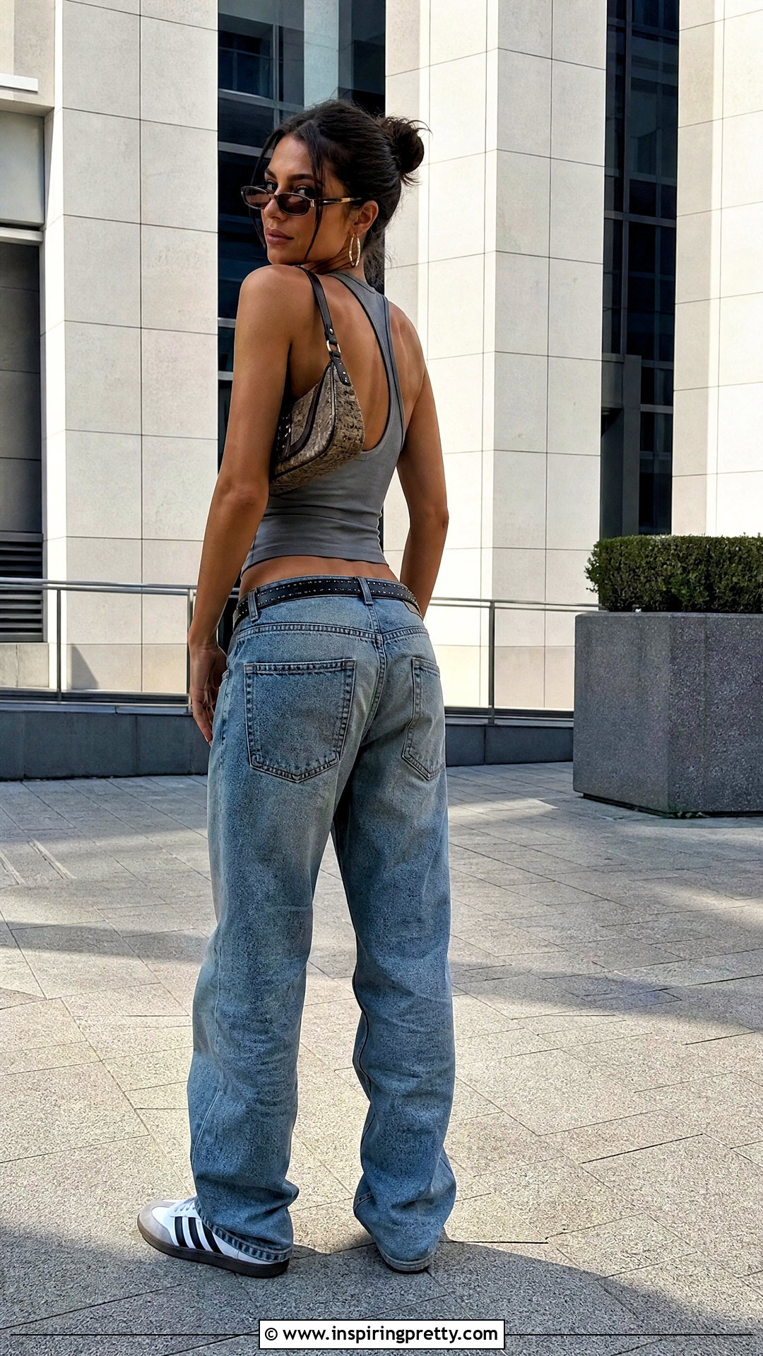 Backless Tank Top With Low Rise Jeans - 50 backless tank top outfit ideas