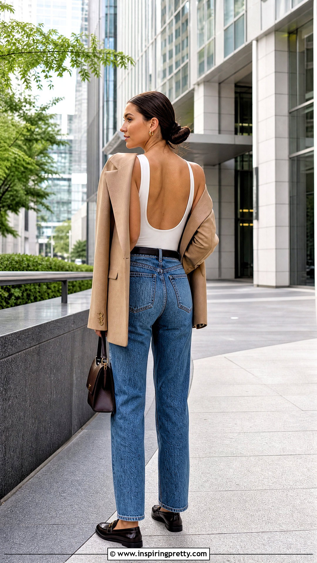 Backless Tank Top With a Blazer and Jeans - 50 backless tank top outfit ideas