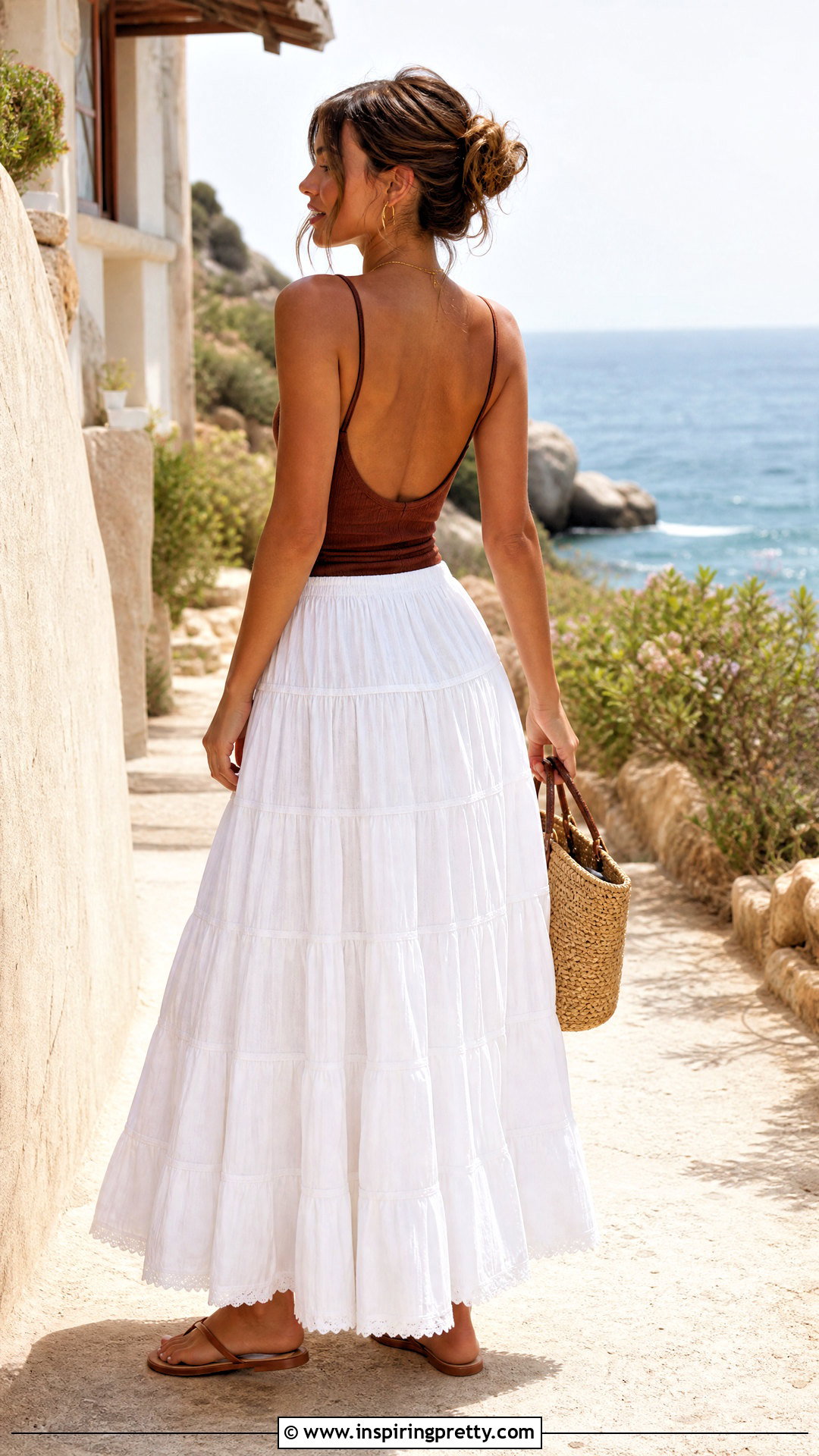 Backless Tank Top With a Tiered Maxi Skirt - 50 backless tank top outfit ideas