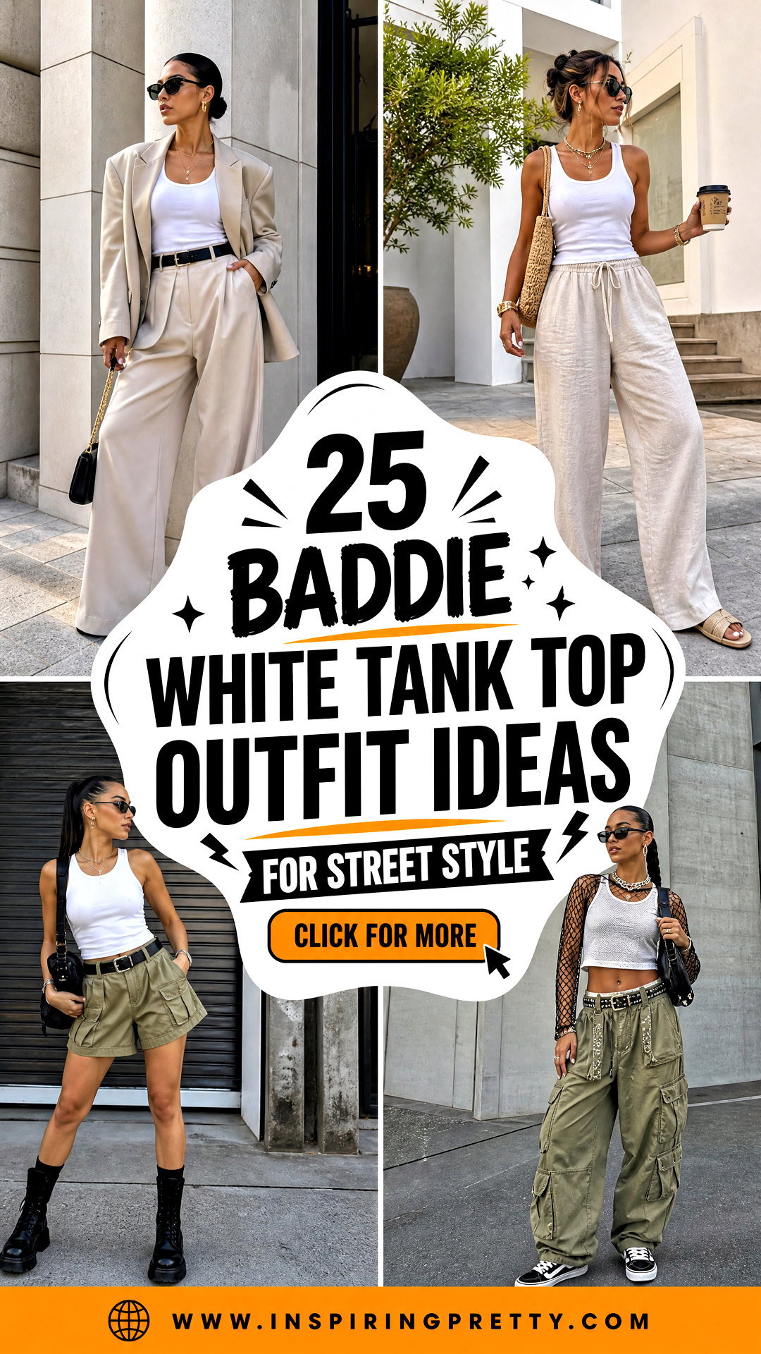 25 Baddie White Tank Top Outfit Ideas for Street Style - 25 Baddie White Tank Top Outfit Ideas for Street Style